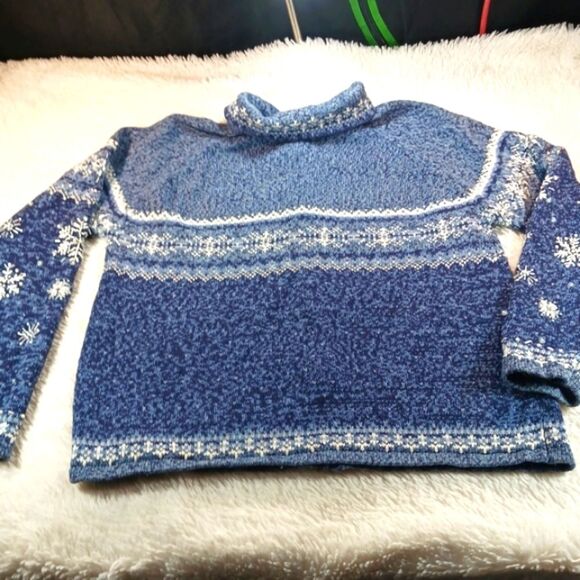 Tiara Internation 2004 Christmas Blue Snowflake Knit Zip-Up Cardigan Women's L.. - Picture 10 of 10